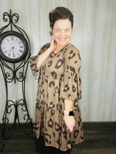 Mia Mocha Leopard Print Tiered Tunic/Dress