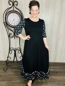 Michella Polka Dot & Black Dress