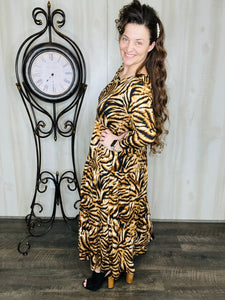 Tonya Tiered Dress-Tiger Print
