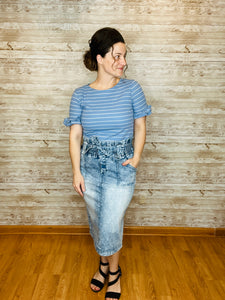 'Belted & Ready" Mineral Wash Jean Skirt