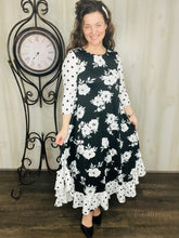 Michella Black Floral & Polka Dot Dress
