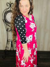 Michella Hot Pink Floral & Polka Dot Dress*