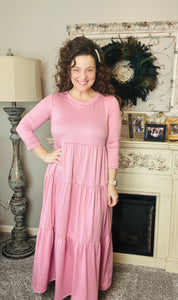 Tonya Tiered Dress-Mauve Pink