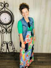 Kelly Green & Floral Maxi Dress