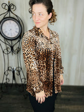 Velvet & Leopard Button Front Top