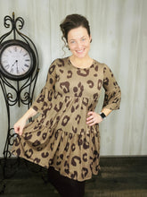 Mia Mocha Leopard Print Tiered Tunic/Dress