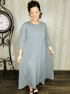 Jillian Flowy Hanky Dress- Charcoal