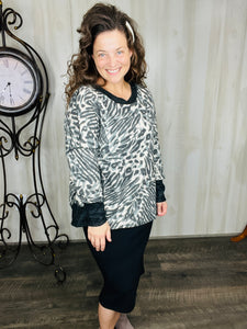 Kaylee Cozy Leopard Oversized Top