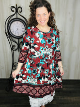 Brown & Teal Floral Tunic