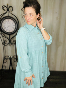 Sierra Mint Button Shirt Dress