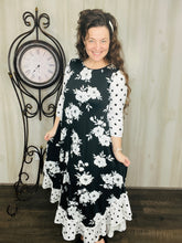 Michella Black Floral & Polka Dot Dress
